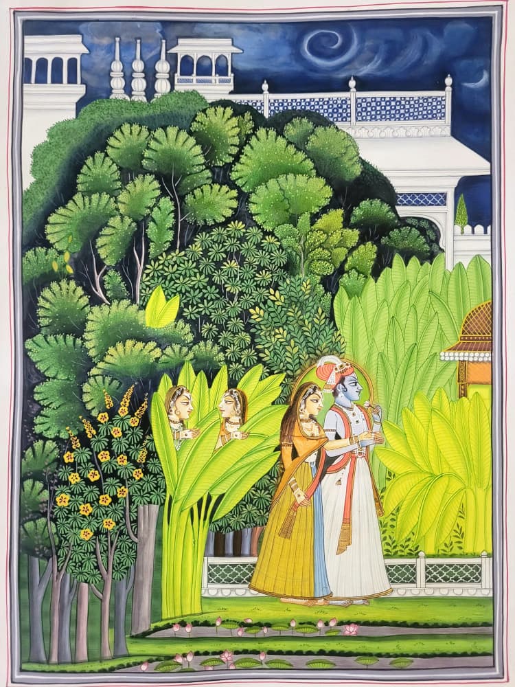 Radha Krishna Moonlit Garden by IMAGINEERS STUDIO — canvas wall art