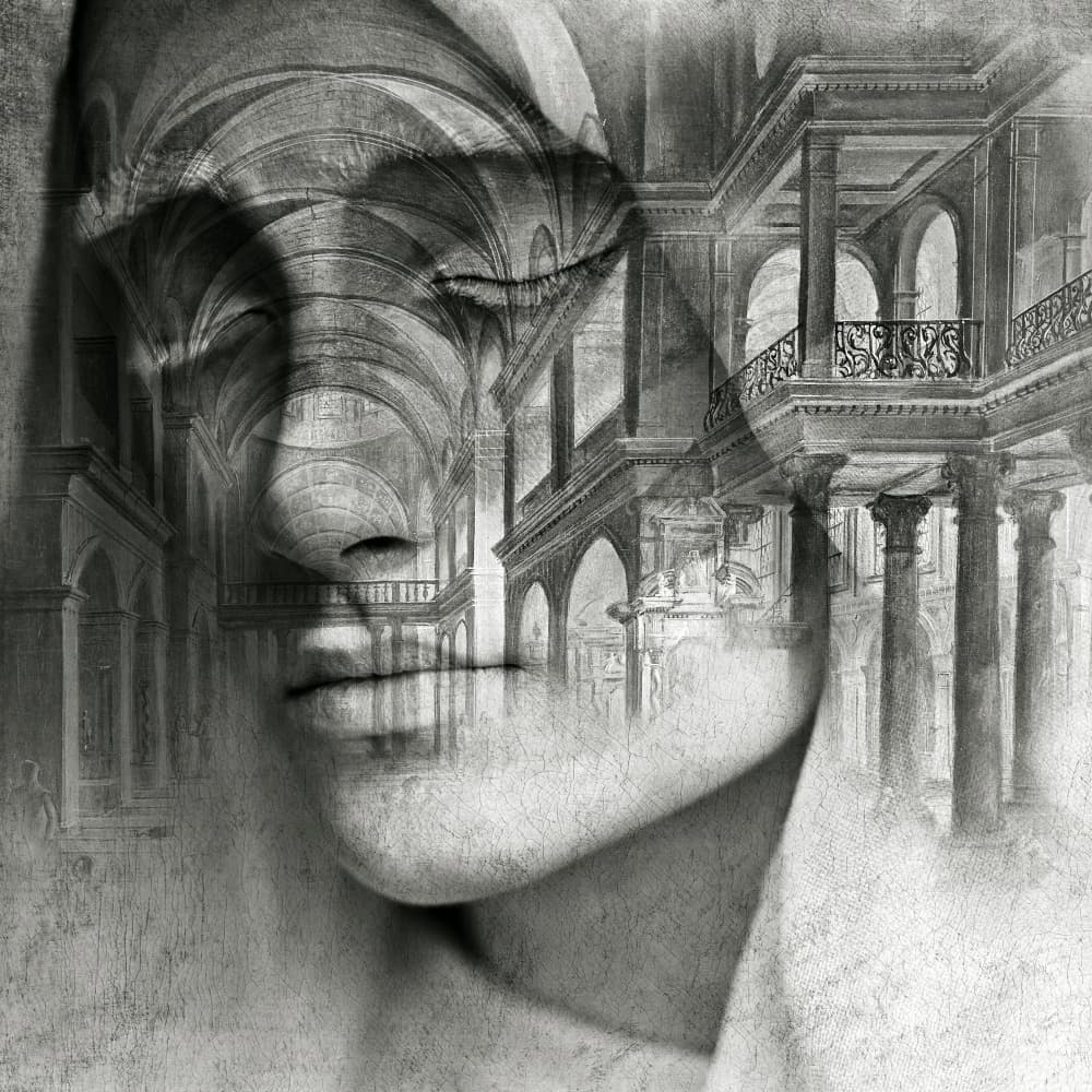 Surreal Woman Architecture by Marja van den Hurk — canvas wall art