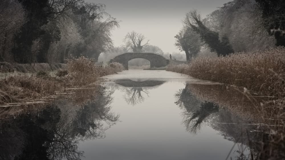 Misty Winter Canal by Paul Gibney — canvas wall art