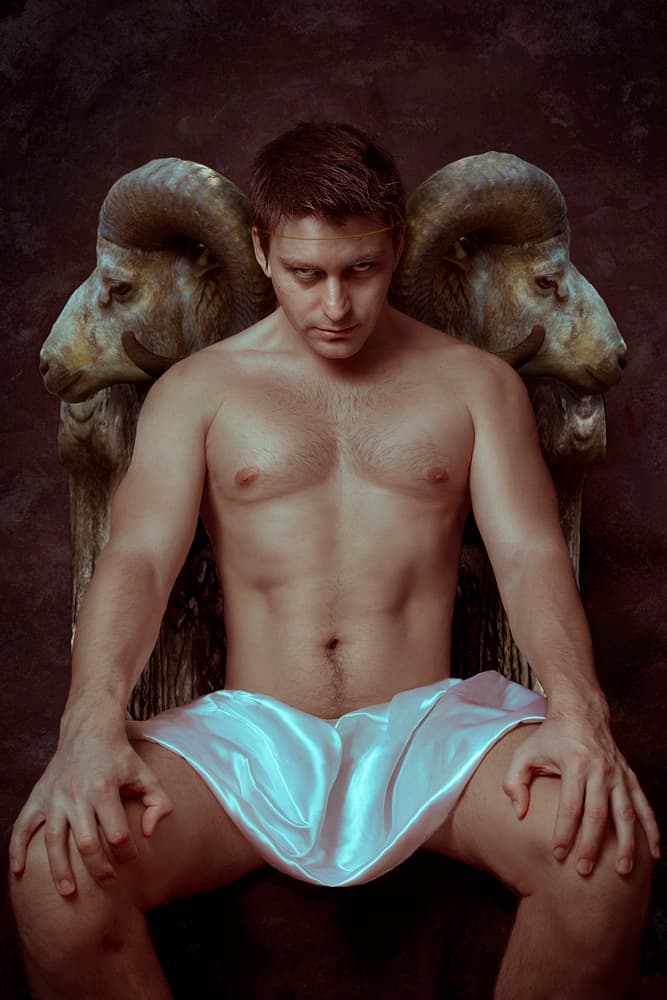 Mythic Man Ram Throne by Angelina Goncharova — canvas wall art