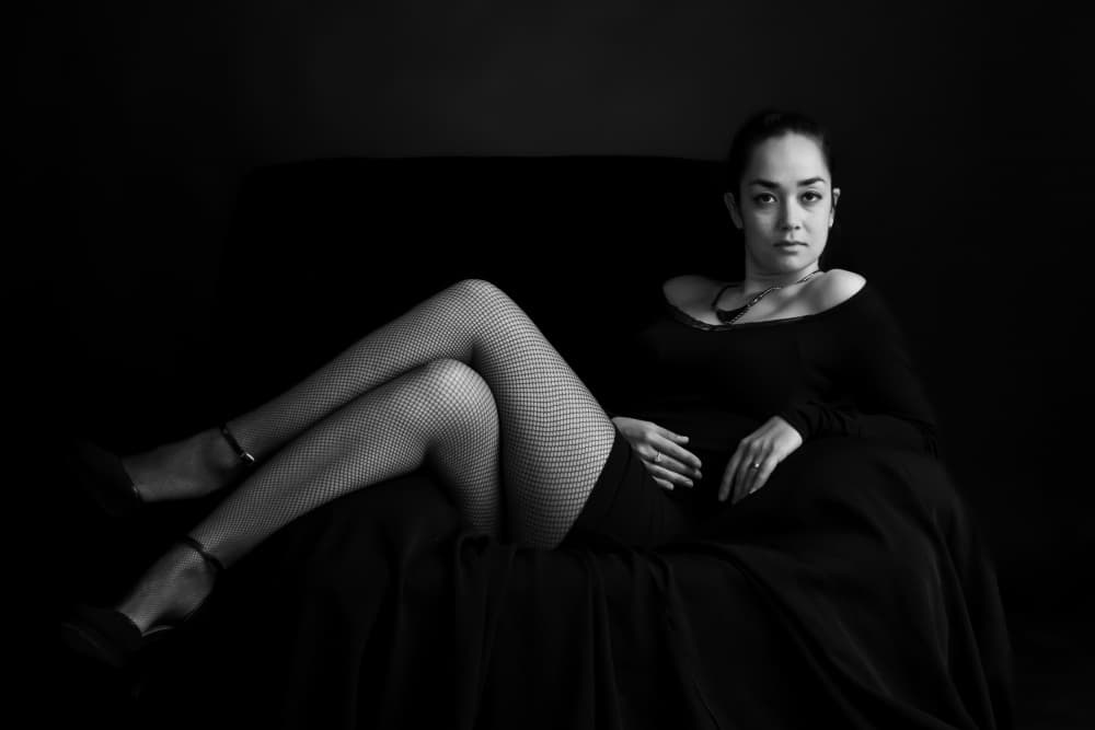 Sensual Black White Pose by Thierry Lagandré (Transgressed Light) — canvas wall art