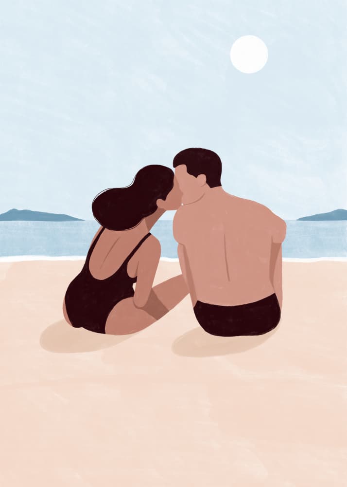 Romantic Beach Kiss by Maja Tomljanovic — canvas wall art