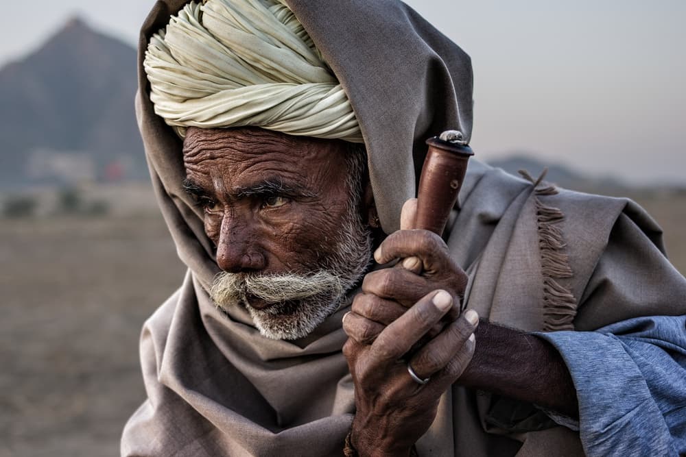 Desert Elder with Pipe by Pavol Stranak — canvas wall art