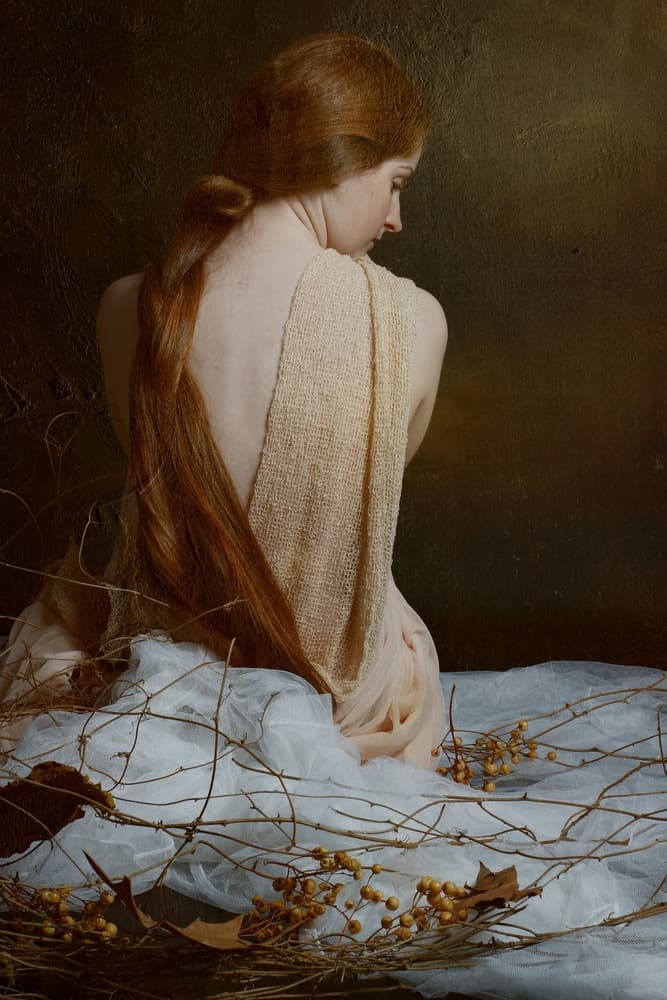 Red Hair Contemplation by Olga Mest — canvas wall art