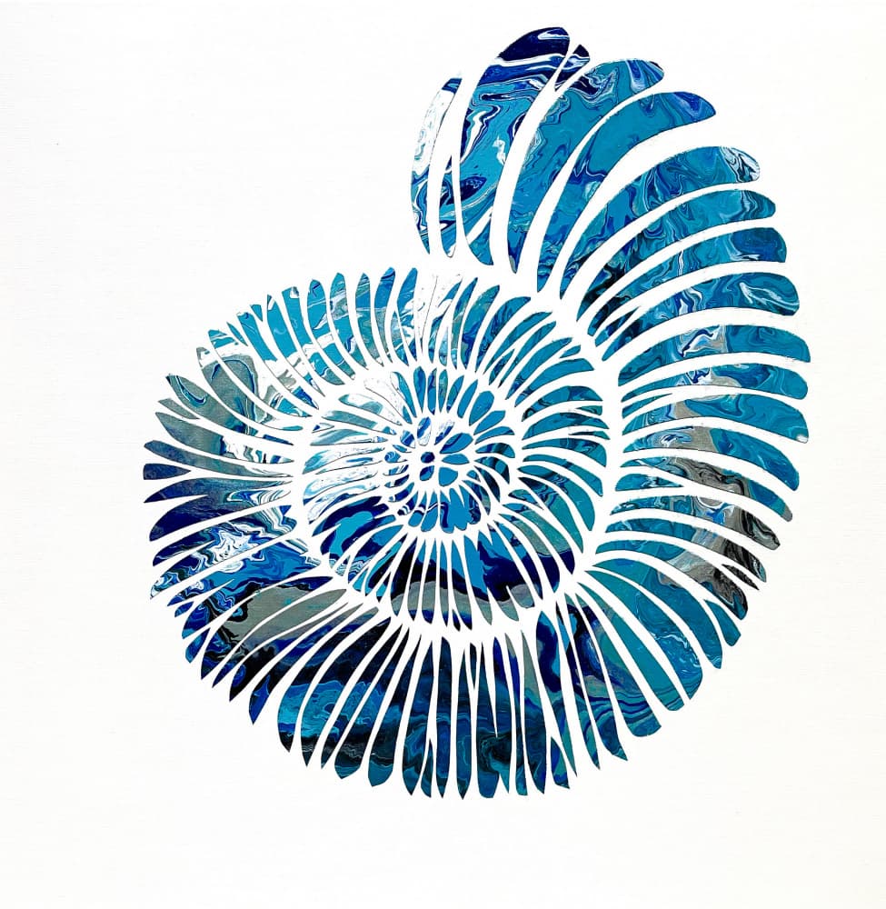 Blue Nautilus Spiral by Eleni Pratsi — canvas wall art