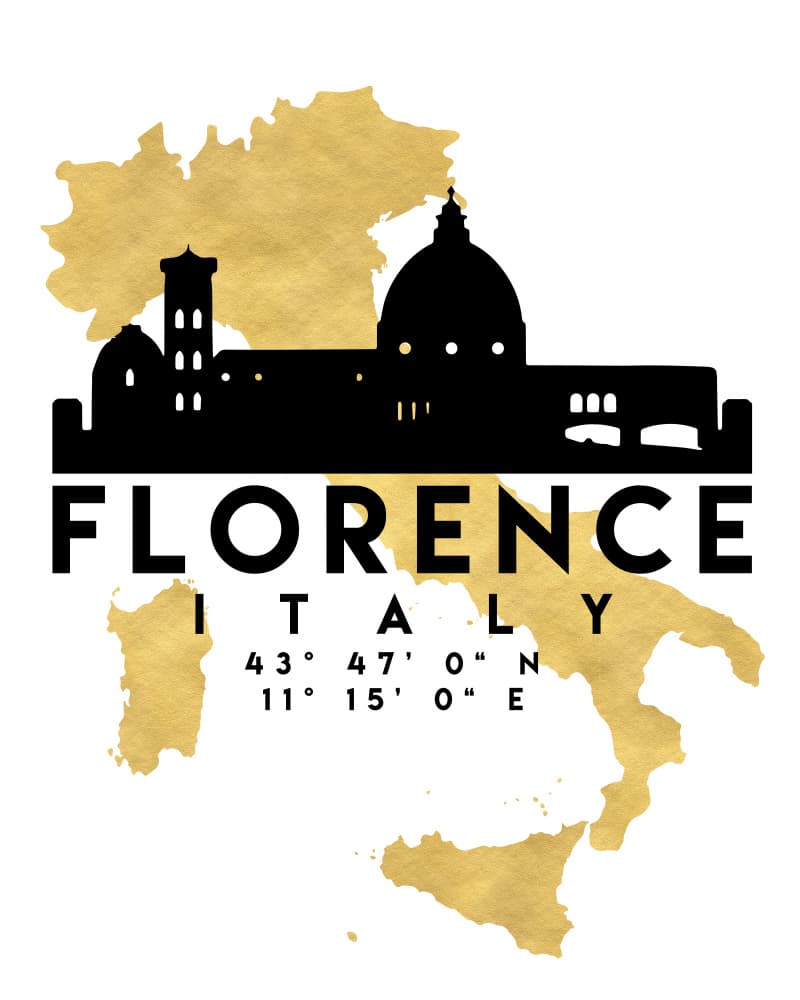 Florence Italy Golden Skyline by Emiliano Deificus — canvas wall art