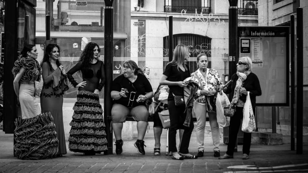 Flamenco Street Contrast by Alejandro Marcos — canvas wall art
