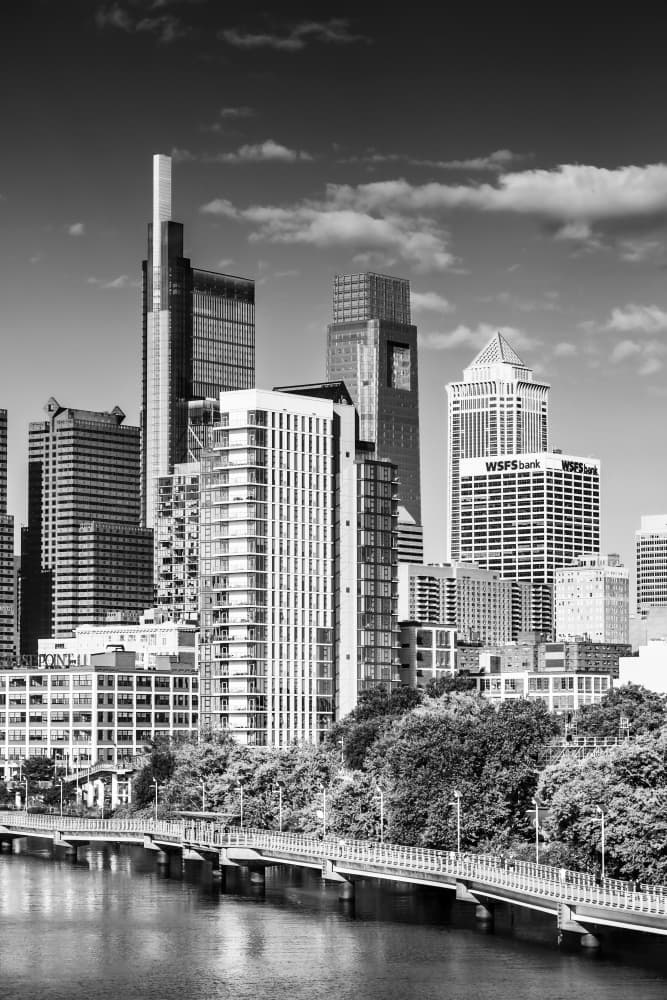 Modern Philadelphia Skyline by Melanie Viola — canvas wall art