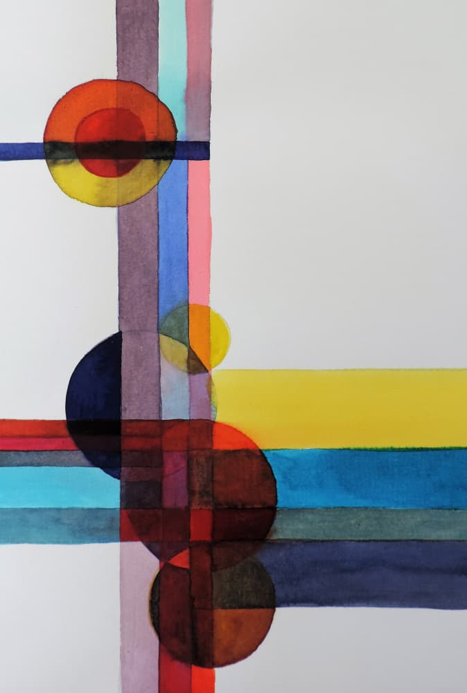 Vibrant Geometric Intersections by Sylvie Demers — canvas wall art