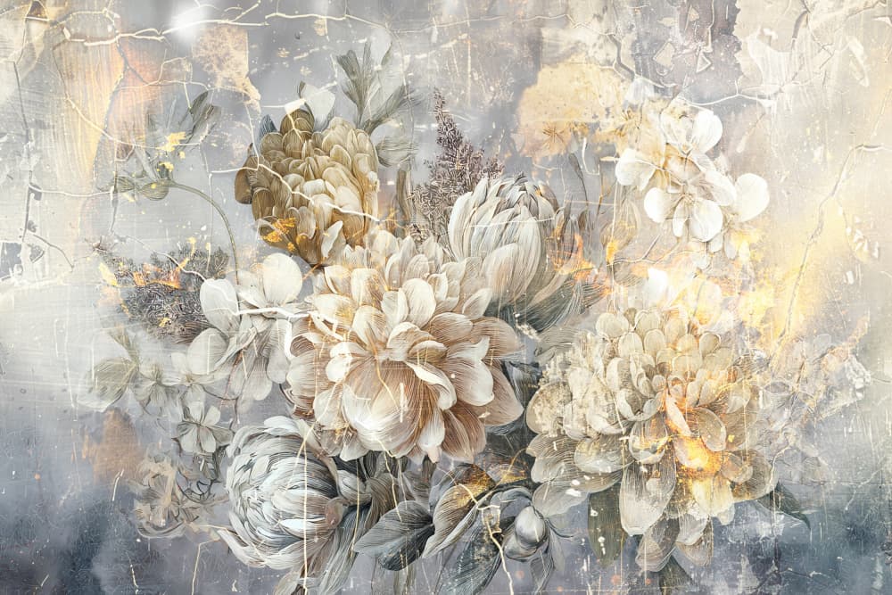 Vintage Gold Flowers by Rafal Kulik — canvas wall art