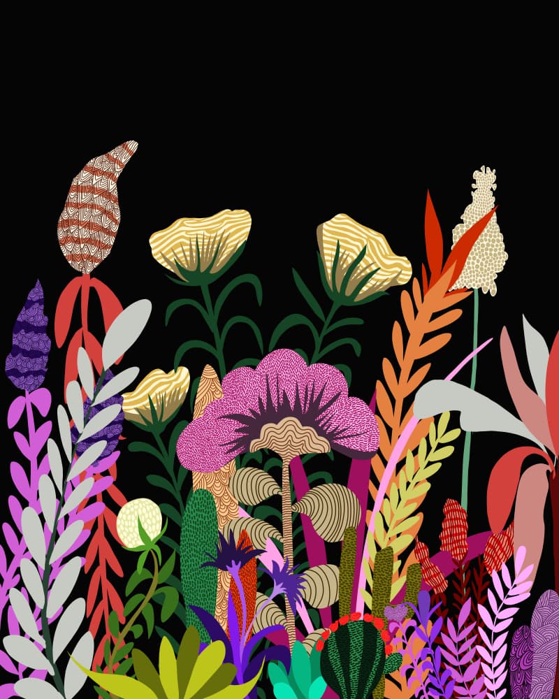 Vibrant Night Garden by Uma Gokhale — canvas wall art