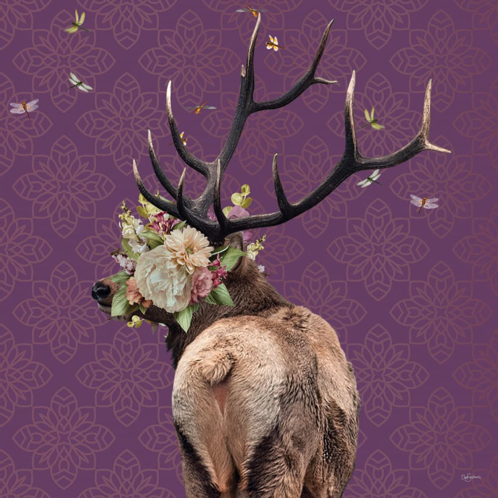Majestic Floral Elk by Sue Skellern — canvas wall art