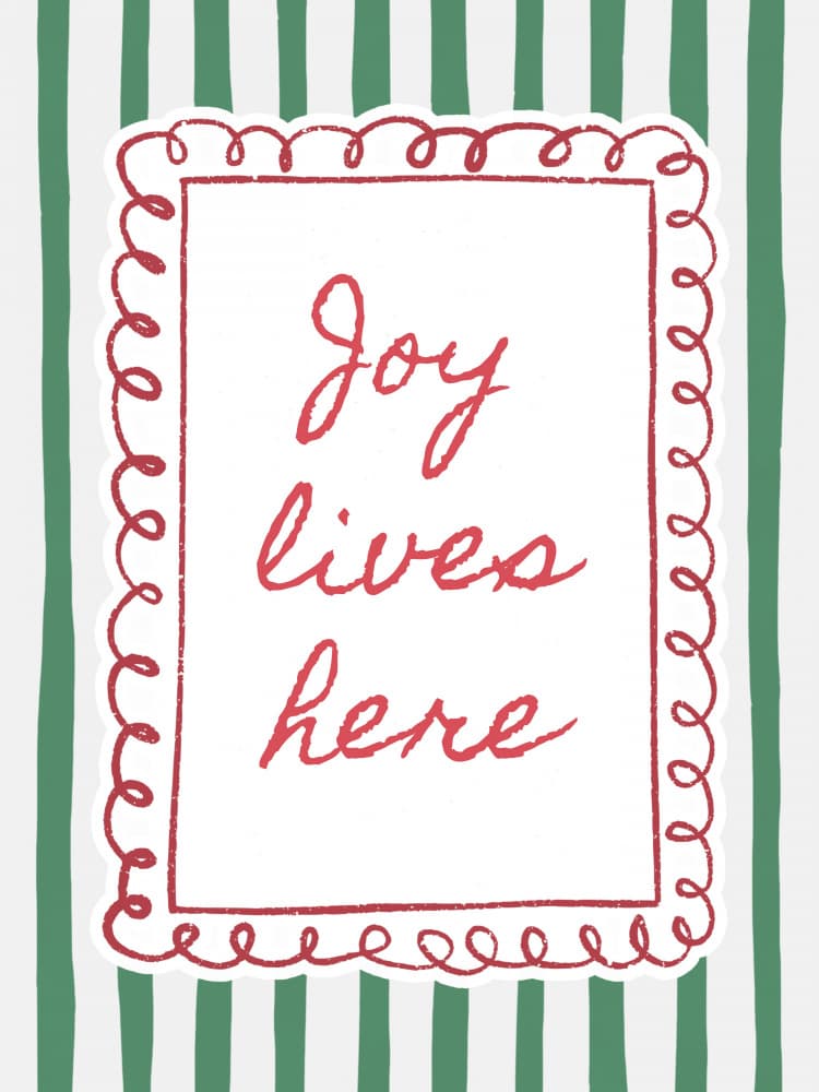 Joy Lives Here Quote by Jolly and Dash — canvas wall art