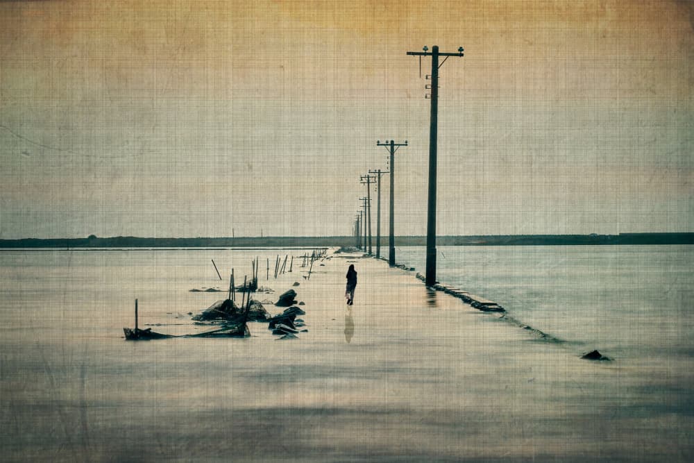 Lone Figure Water Path by MingLun Tsai (蔡明倫) — canvas wall art