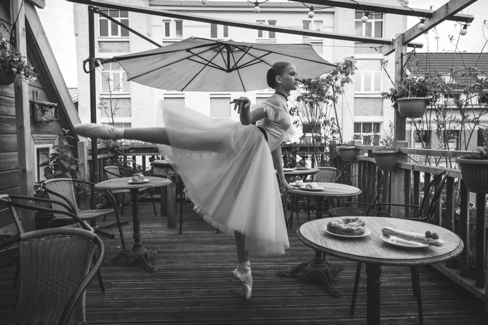 Graceful Cafe Ballerina by Normunds Kaprano — canvas wall art
