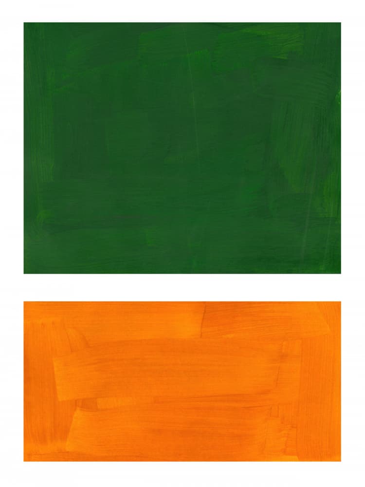 Abstract Green Orange Blocks by Ejaaz Haniff — canvas wall art