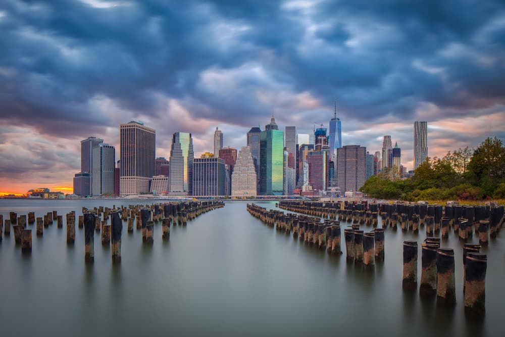 New York City Dusk Skyline by Michael Zheng — canvas wall art