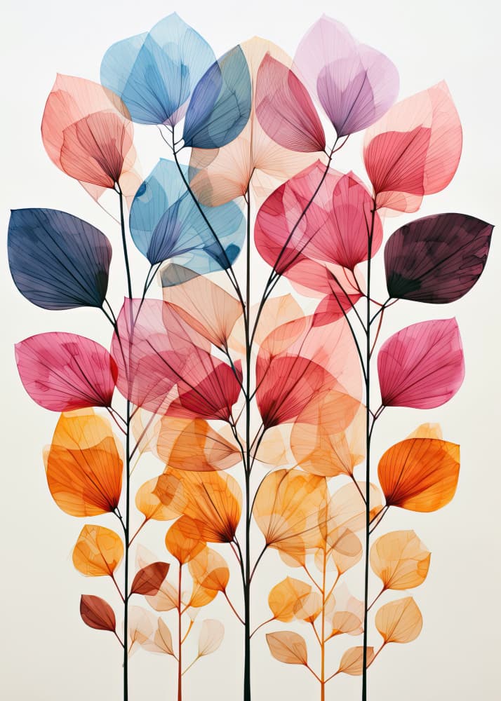 Colorful Translucent Leaves by Justyna Jaszke — canvas wall art
