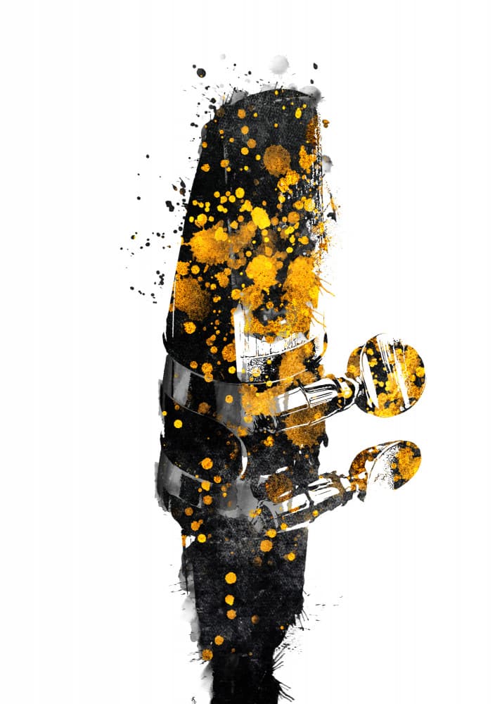 Golden Grunge Microphone by Justyna Jaszke — canvas wall art