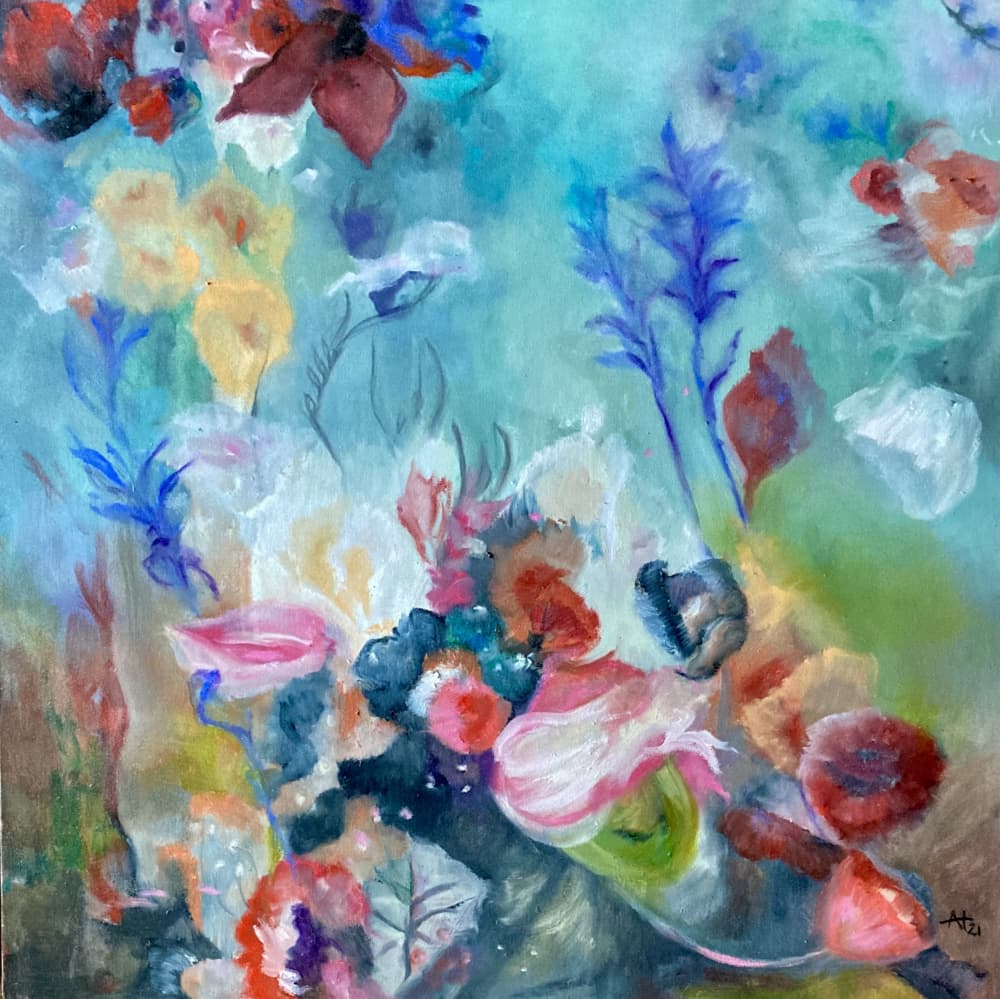 Colorful Abstract Flowers by Alexandra Higgins — canvas wall art