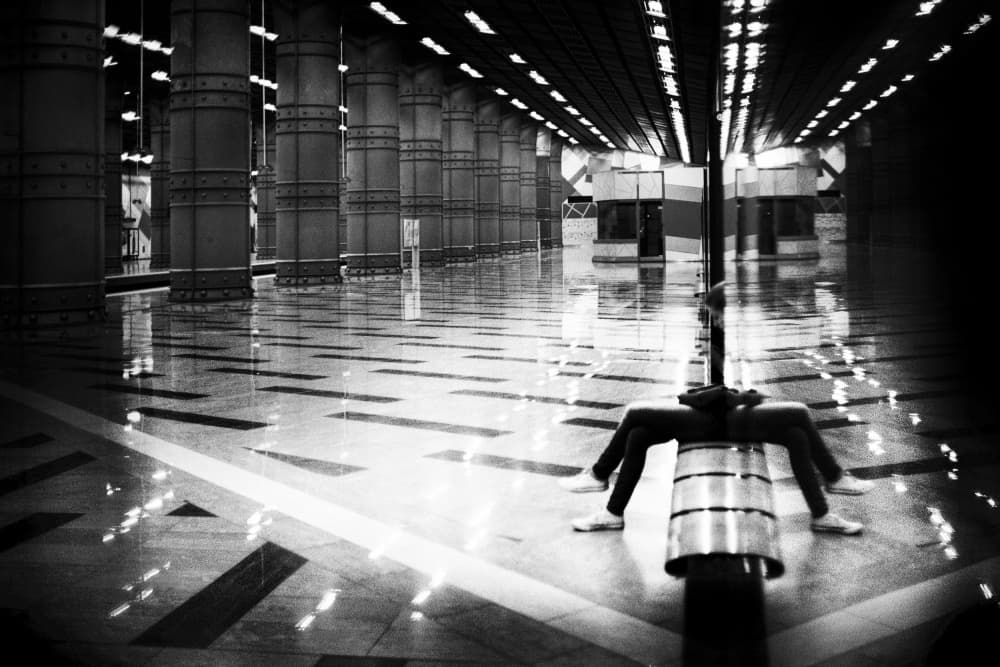 Solitary Subway Symmetry by Paulo Abrantes — canvas wall art