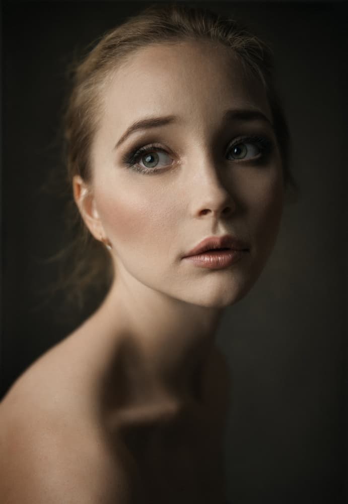 Pensive Beauty Portrait by Konstantin Pilipchuk — canvas wall art
