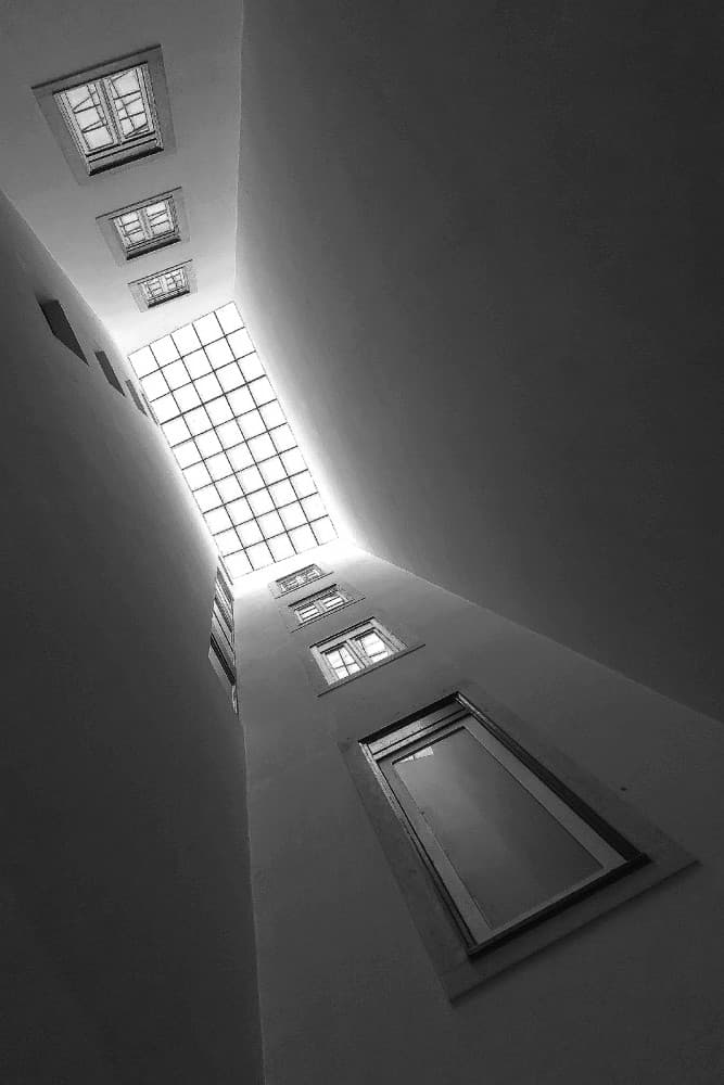 Geometric Skylight Ascent by Miguel Silva — canvas wall art
