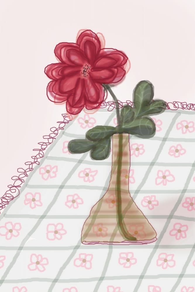 Sweet Red Flower Table by Christina Sillen — canvas wall art