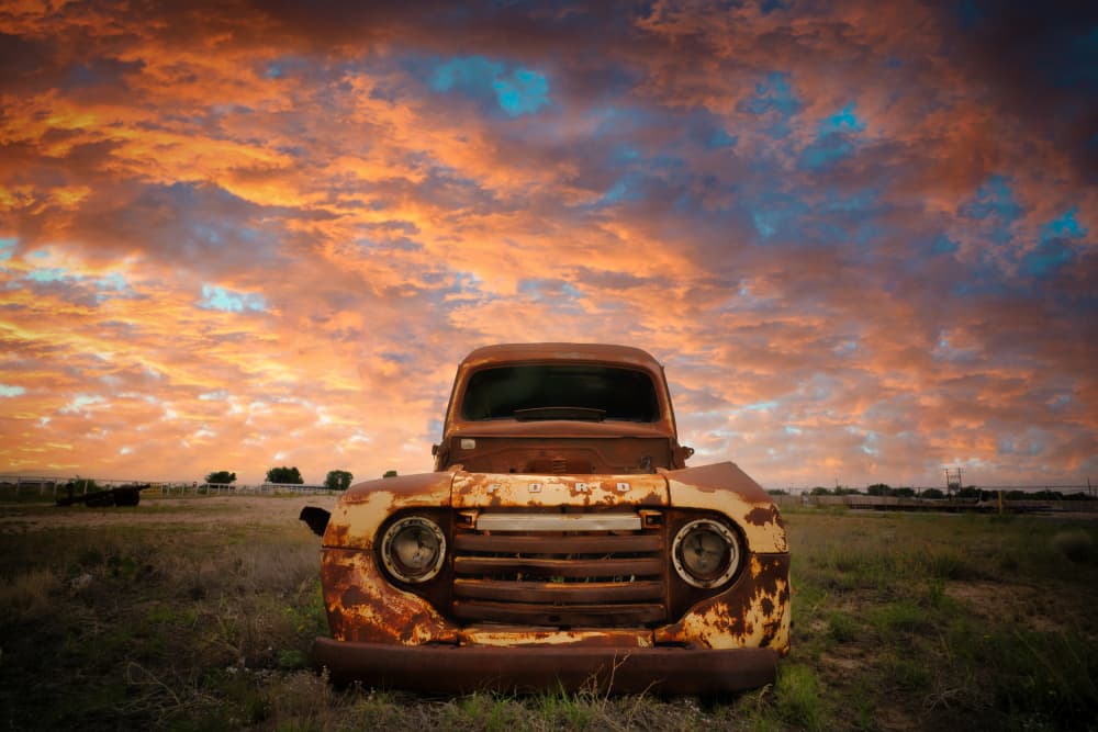 Rusty Truck Sunset by Don Peach — canvas wall art
