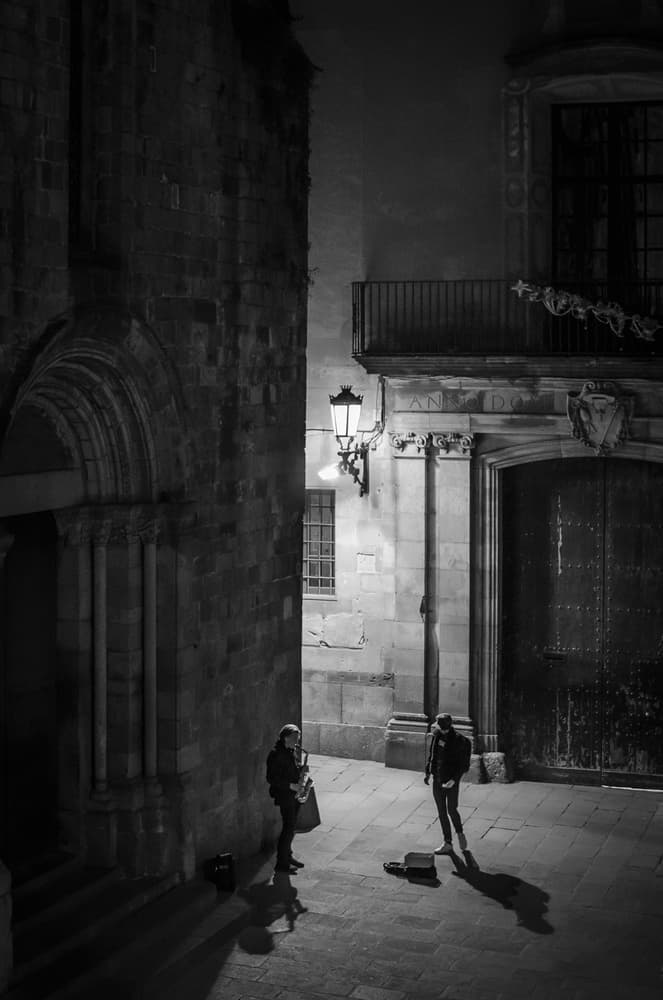 Street Performers At Night by Jordi Bové Marco — canvas wall art
