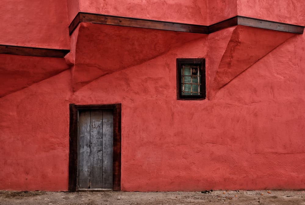 Red Wall Geometry by Ali Ayer — canvas wall art