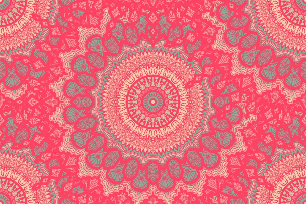 Vibrant Coral Mandala Pattern by Marika Barsrsind — canvas wall art
