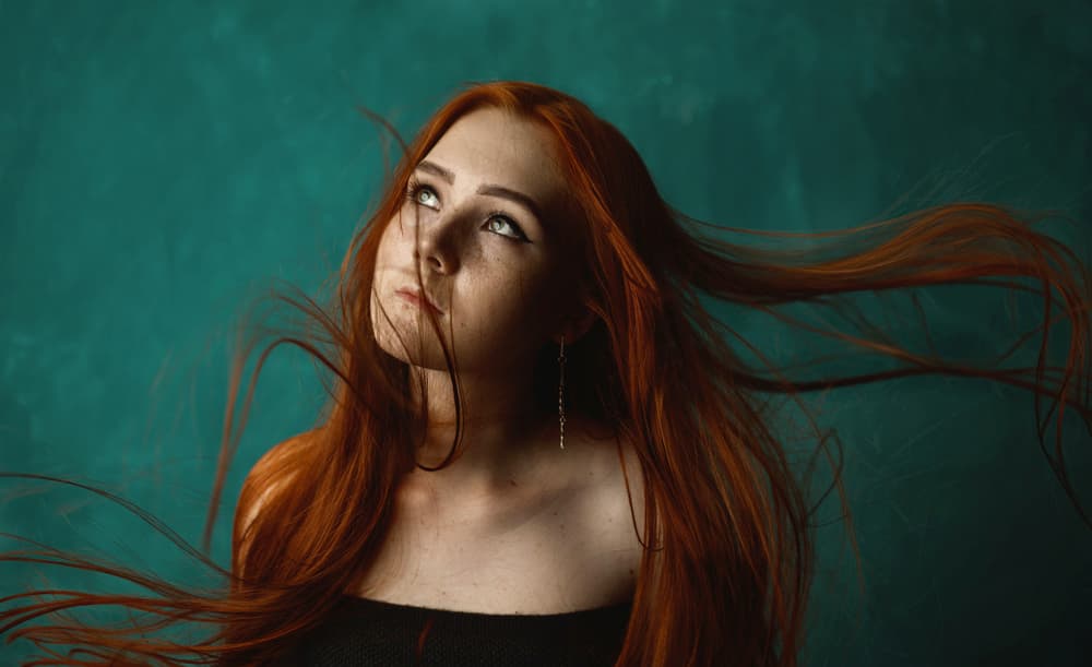 Dynamic Red Hair Portrait by Yuliya Semenihina — canvas wall art