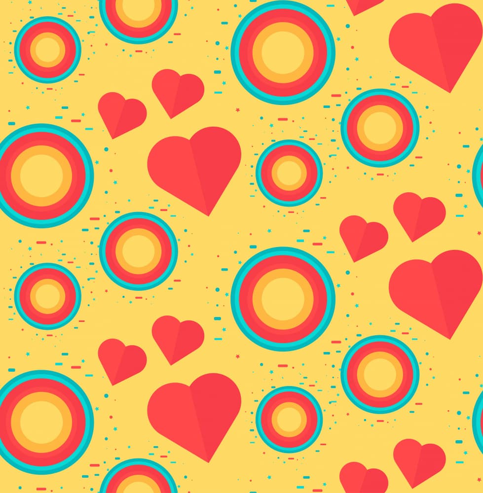 Happy Hearts and Circles by Marika Barsrsind — canvas wall art