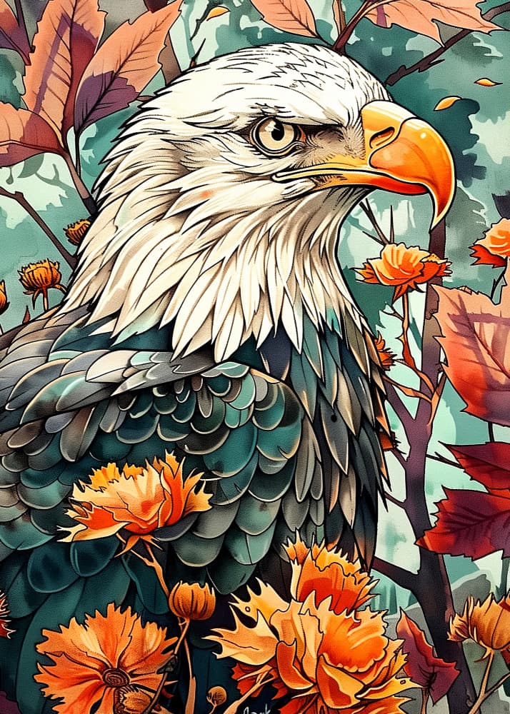 Majestic Autumn Eagle by Justyna Jaszke — canvas wall art