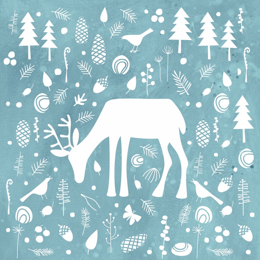 Winter Woodland Deer