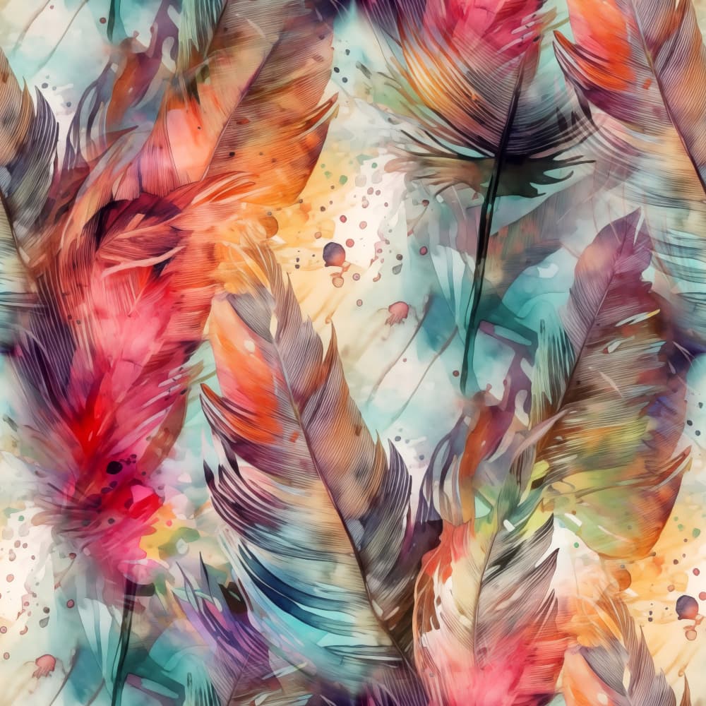 Colorful Watercolor Feathers by Justyna Jaszke — canvas wall art