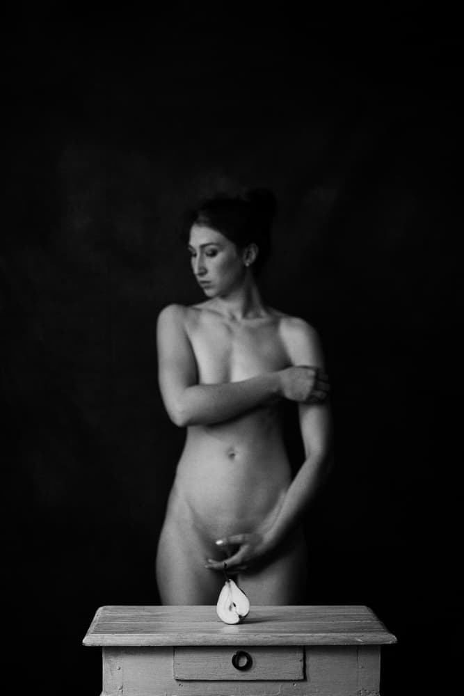 Elegant Nude with Pear by Ruth Franke — canvas wall art