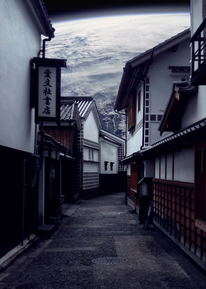 Japanese Alley Earth Glimpse by Ariz Rab — canvas wall art