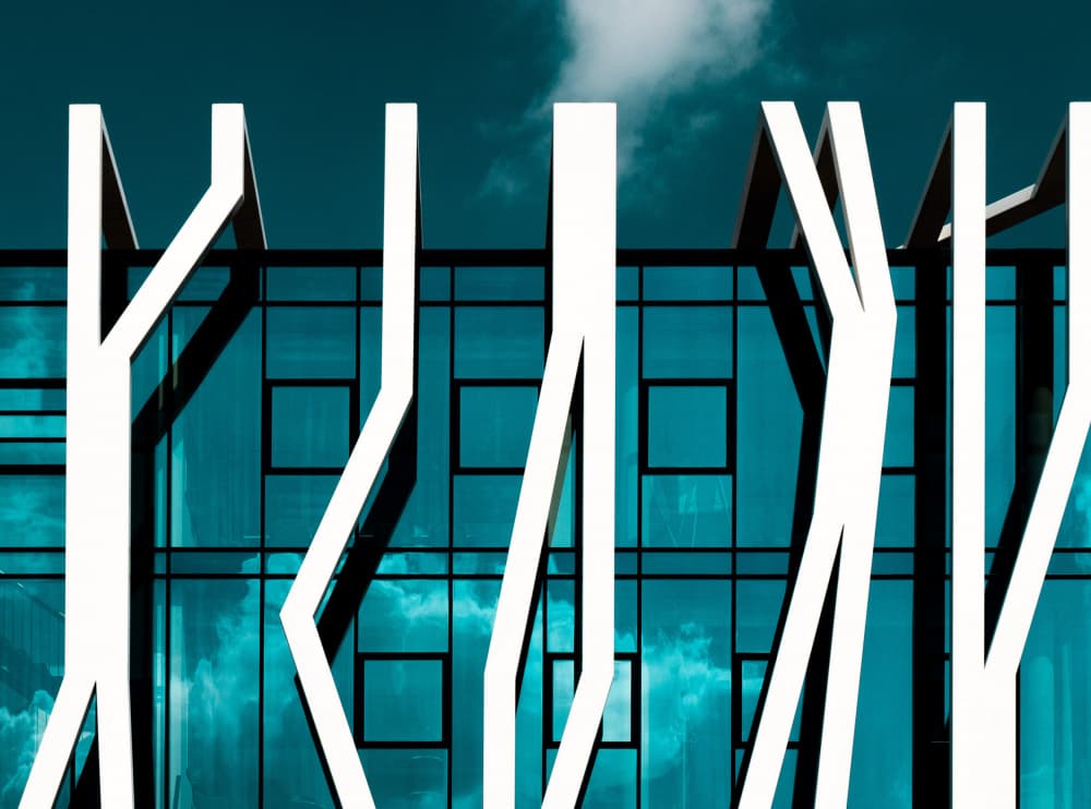 Architectural Teal Reflection by Markus Auerbach — canvas wall art