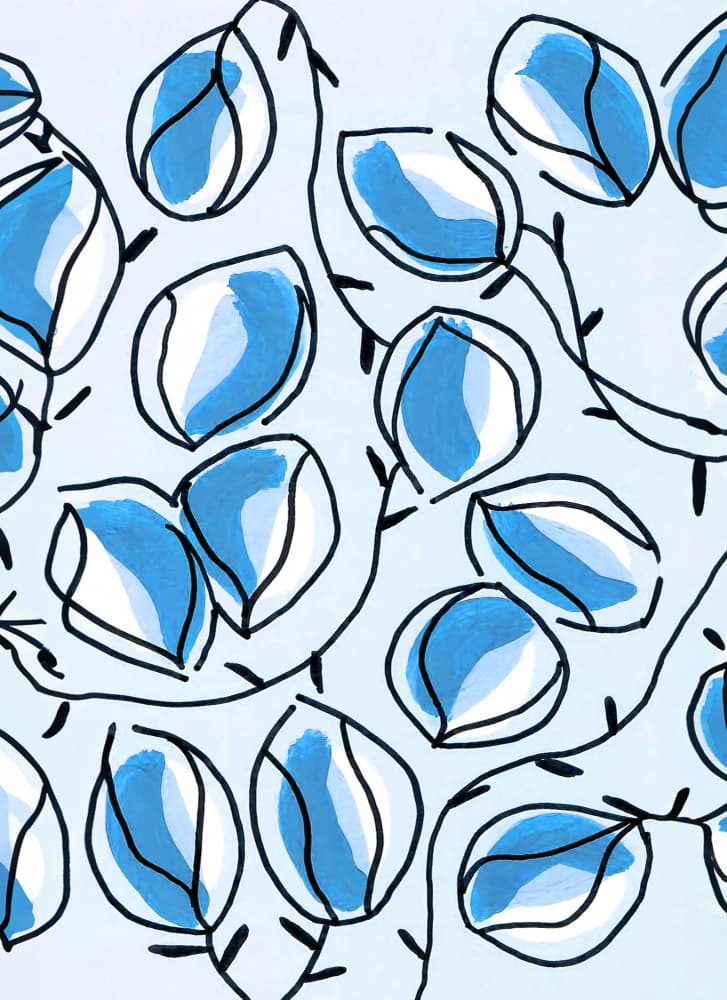 Floating Blue Leaves by Lori Ann Folz — canvas wall art