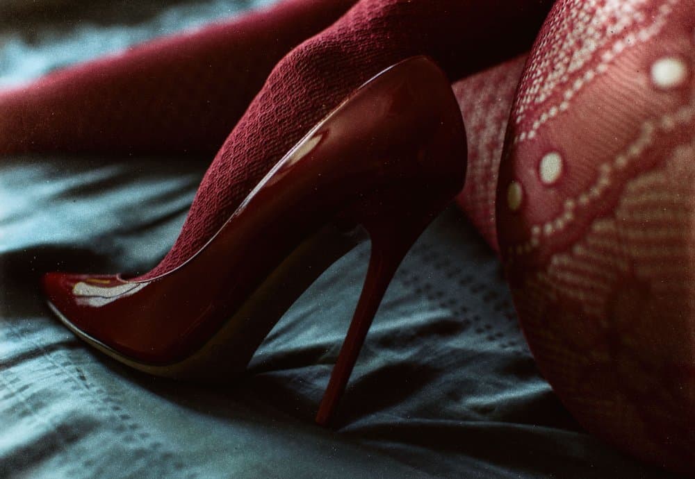 Burgundy Heels and Lace by Erik Schottstaedt — canvas wall art