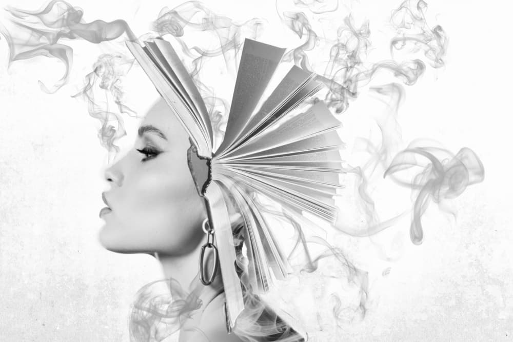 Ethereal Book Woman by Purplesunshine — canvas wall art