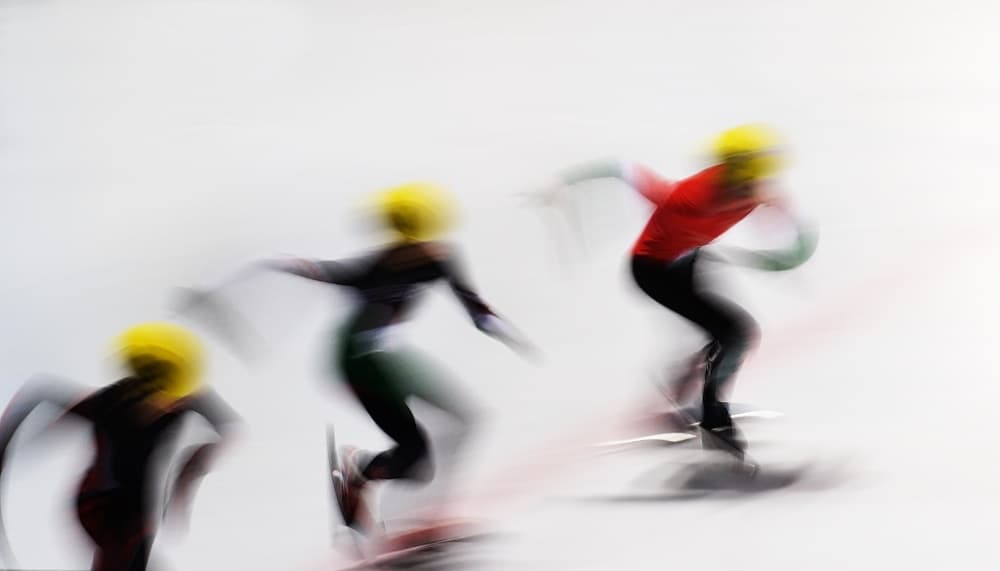 Speed Skaters in Motion by Dusan Ignac — canvas wall art