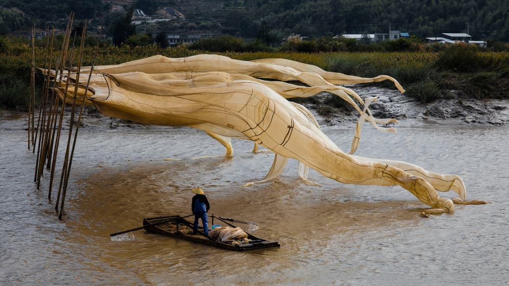 Traditional River Fishing Nets by Shin Woo Ryu — canvas wall art