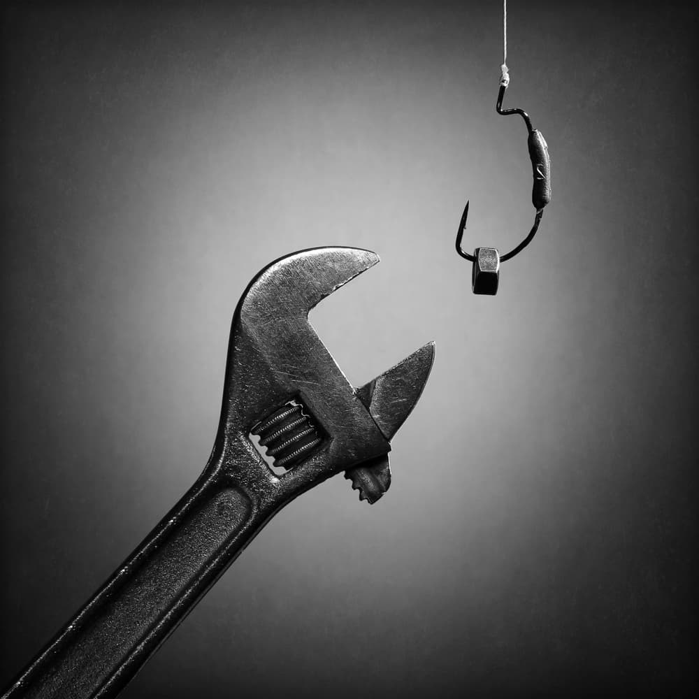 Wrench and Baited Hook by Victoria Glinka — canvas wall art