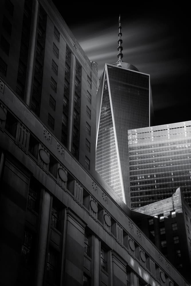 Monochromatic City Tower by Jorge Ruiz Dueso — canvas wall art