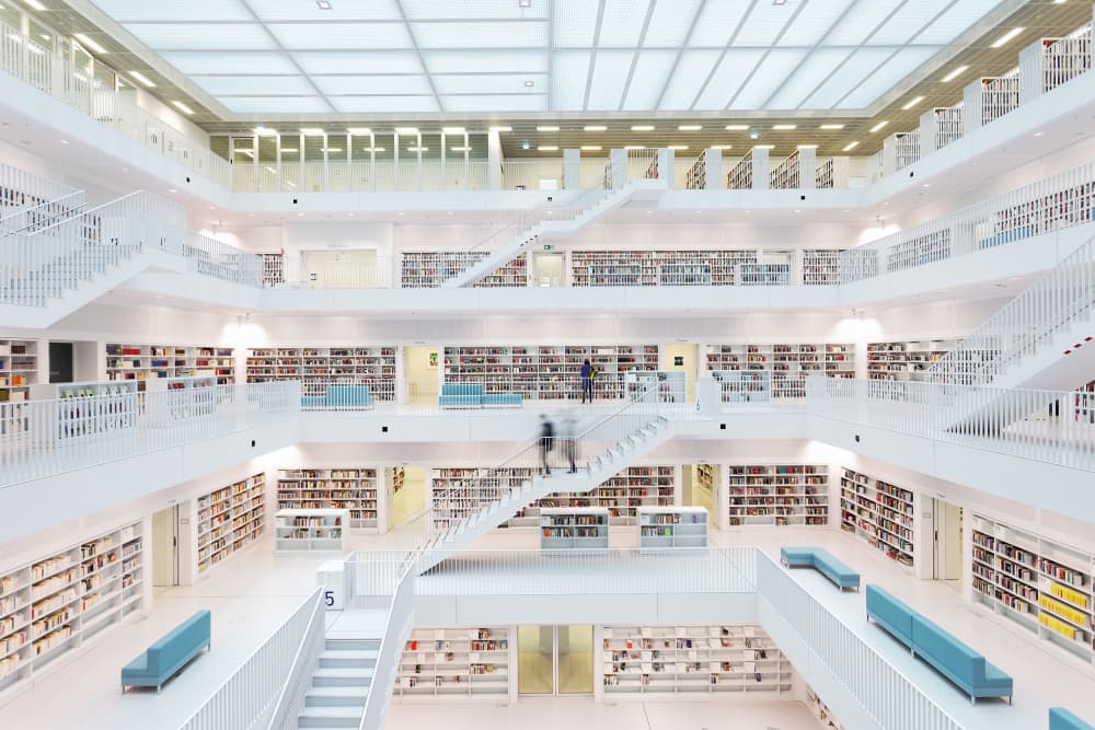 Grand White Library by Martin Fleckenstein — canvas wall art