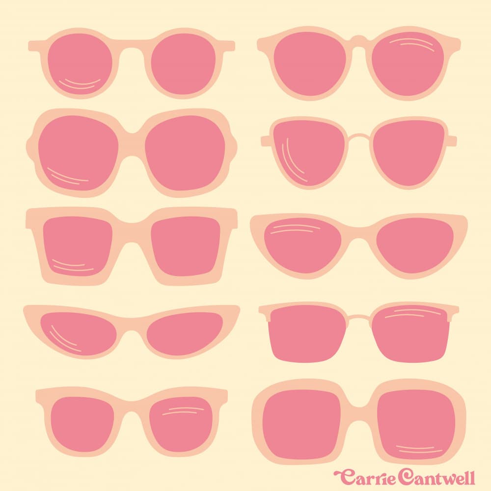 Pink Sunglasses Collection by Carrie Cantwell — canvas wall art