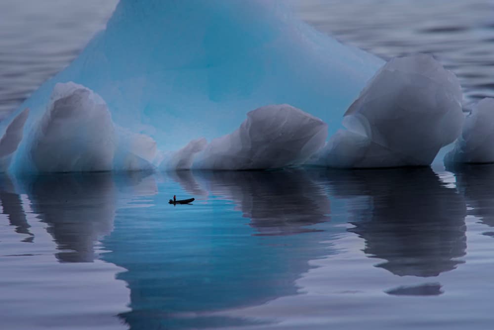 Giant Iceberg Lonely Boat by John-Mei Zhong — canvas wall art